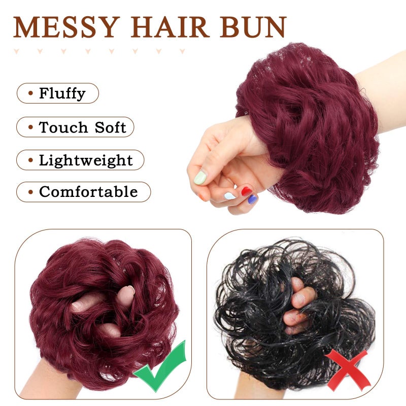MORICA Messy Hair Bun Hair Scrunchies Extension Curly Wavy Hair Synthetic Chignon Hairpieces for Women(BUG#) - Image 4